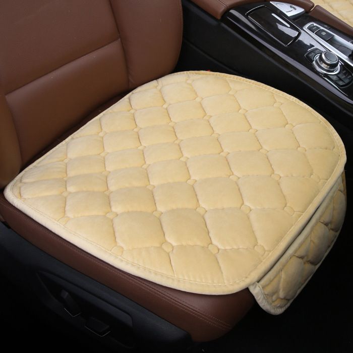 Coprisedili per auto in peluche (2 pezzi) - Protezioni universali per auto, casa, ufficio e sedie (Beige)
