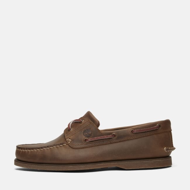 Scarpa da Barca in Pelle Classic da Uomo in                marrone scuro