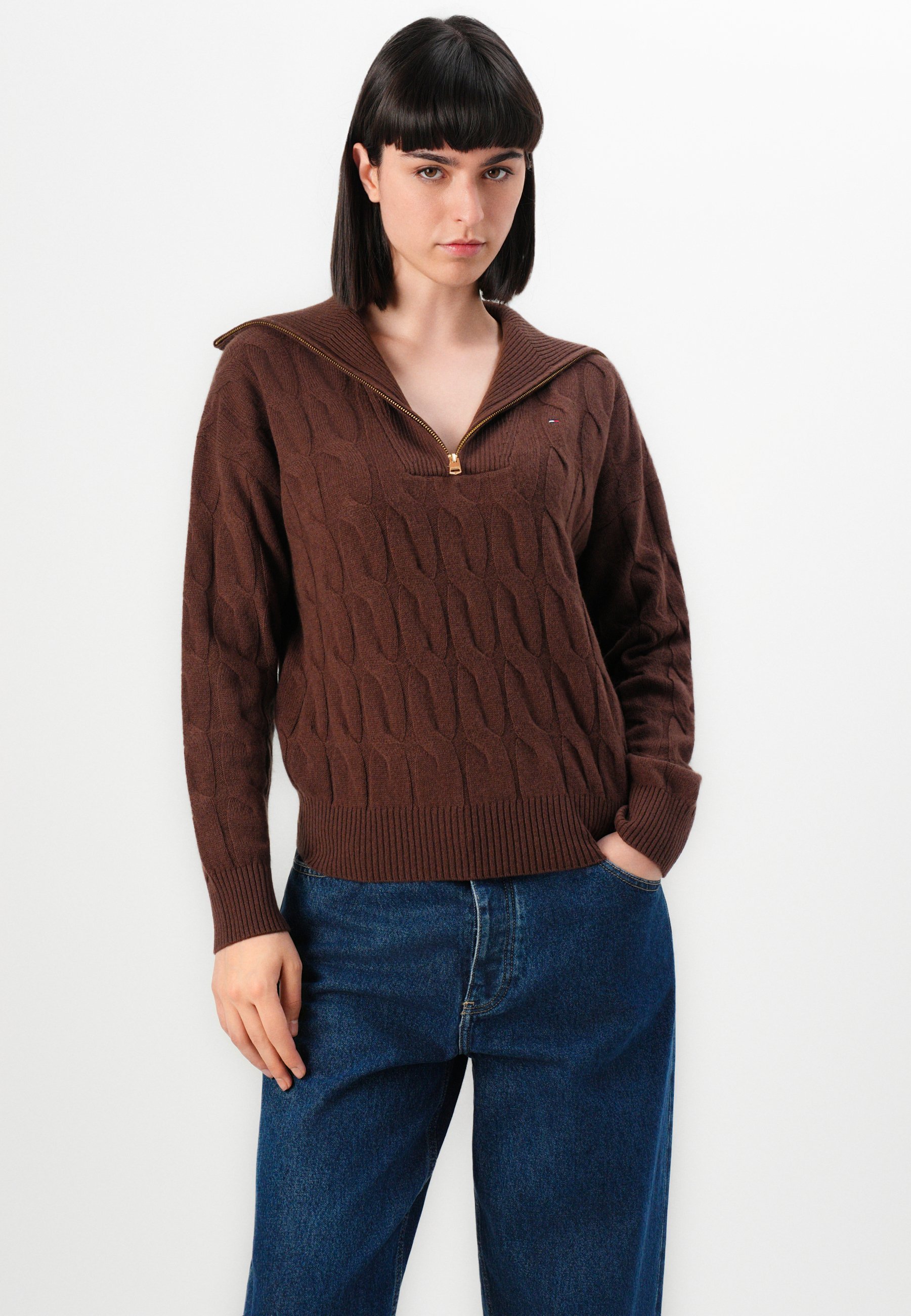 Pull Tommy Hilfiger SOFT CABLE - marron classique