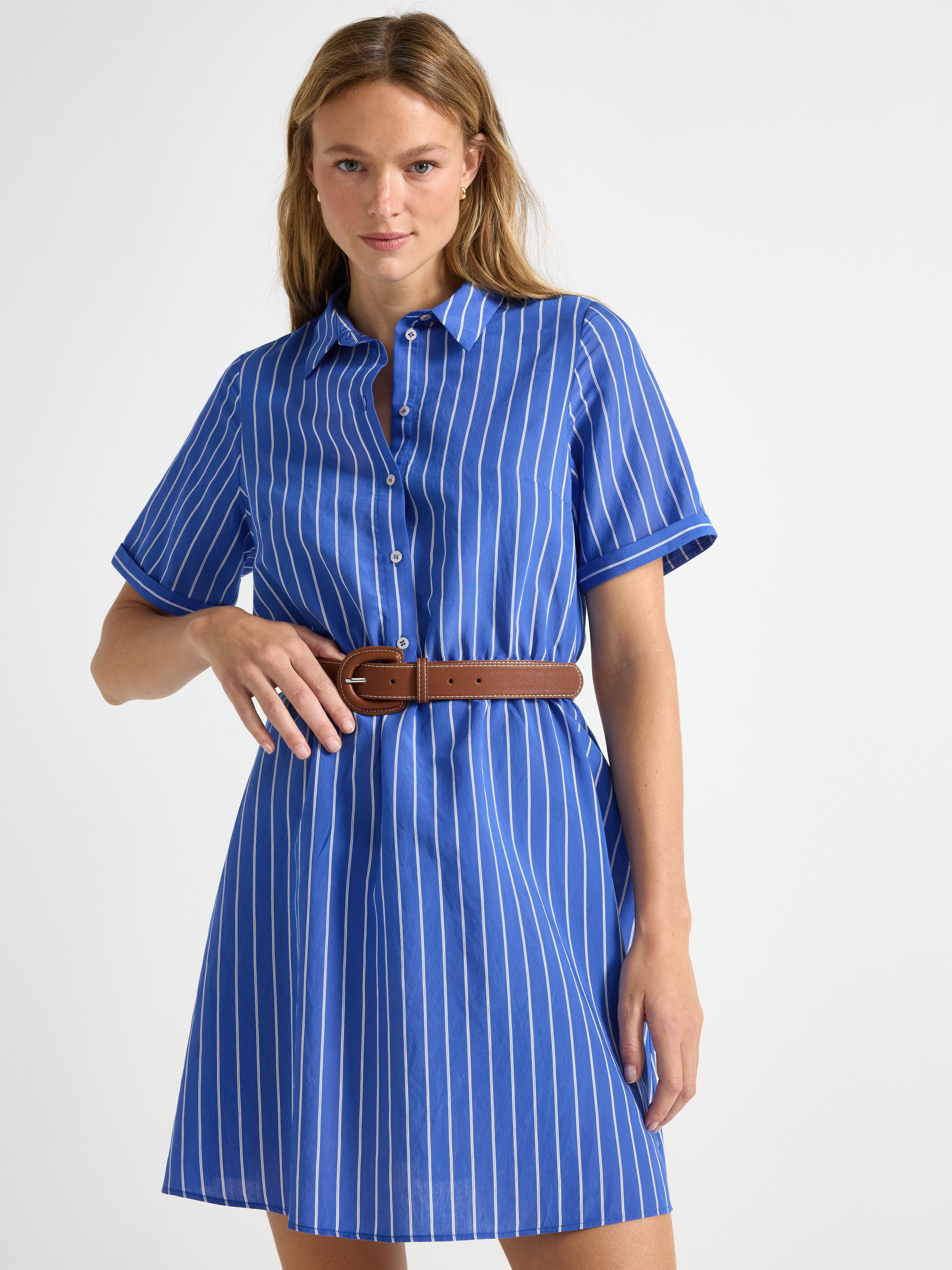 Gestreiftes Hemdkleid blau
