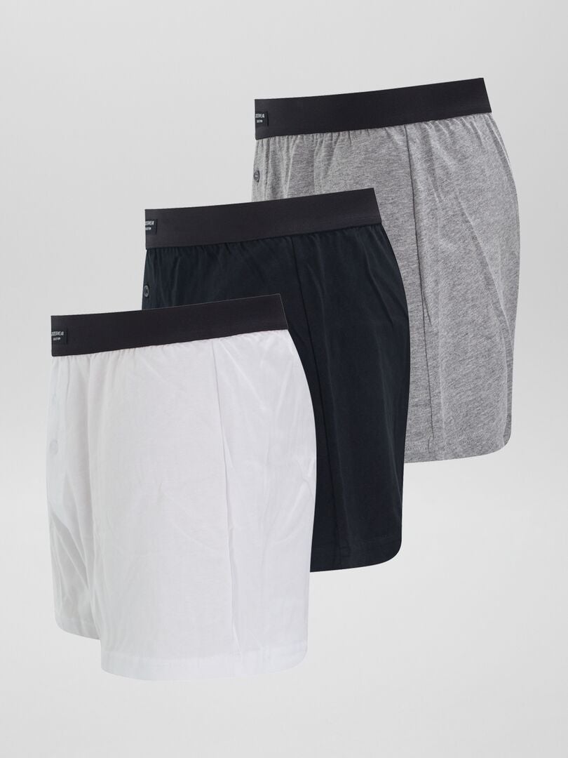 Conjunto de 3 cuecas boxer de cor sólida - CINZA