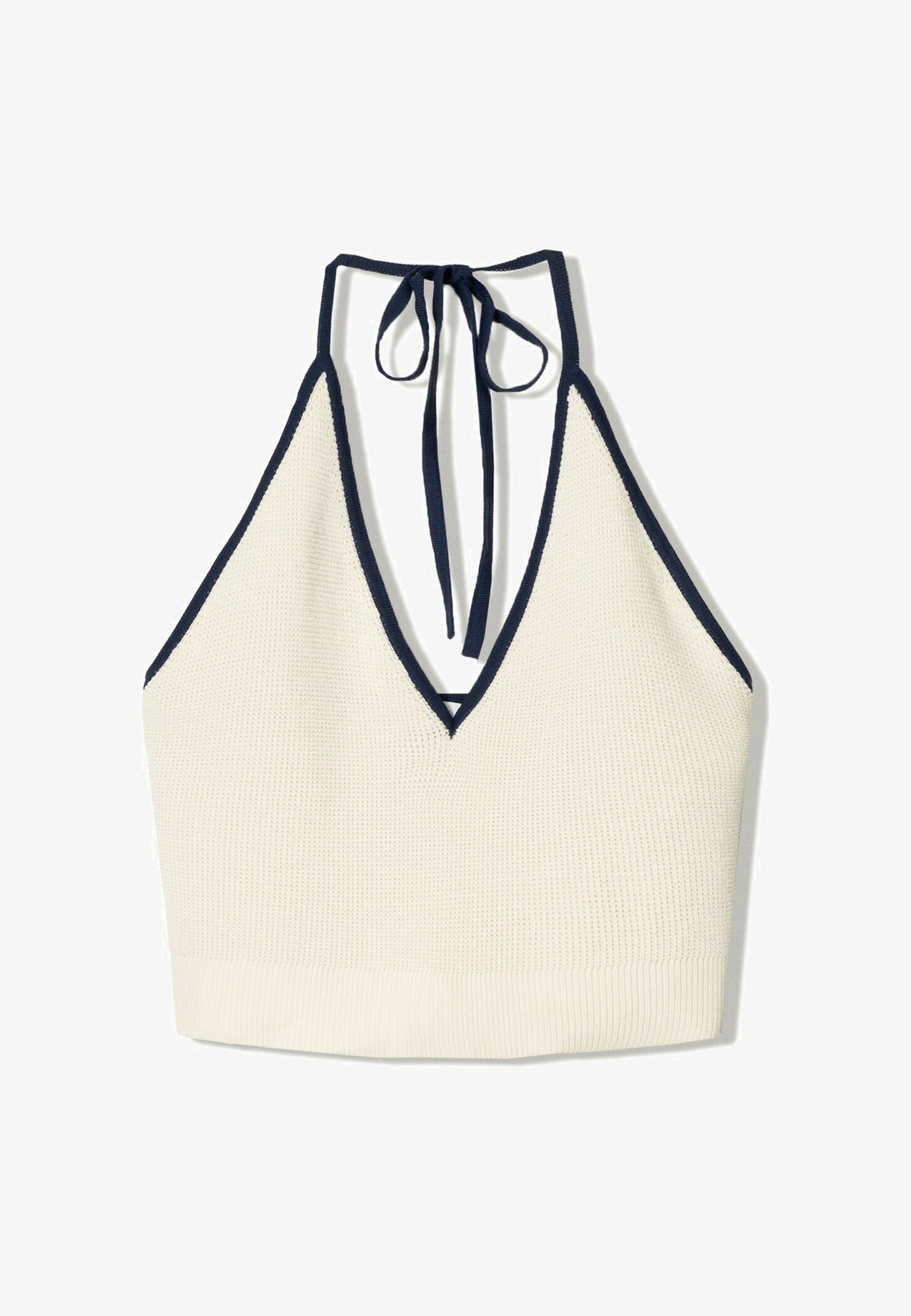 Bershka CONTRAST HALTER - Top - beige