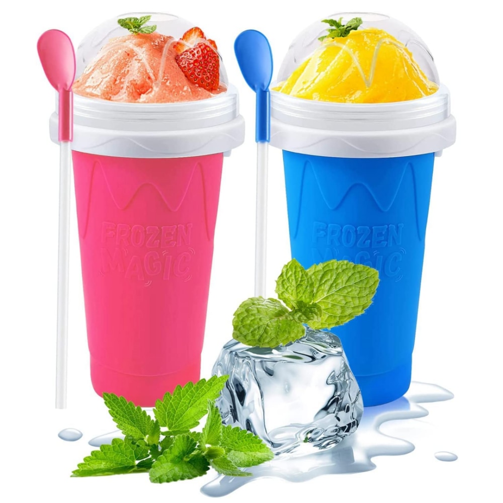 Vaso de granizado de gran capacidad, jugo de verano, botella de agua casera, batido congelado rápidamente, vaso de arena, helado mágico de enfriamiento rápido