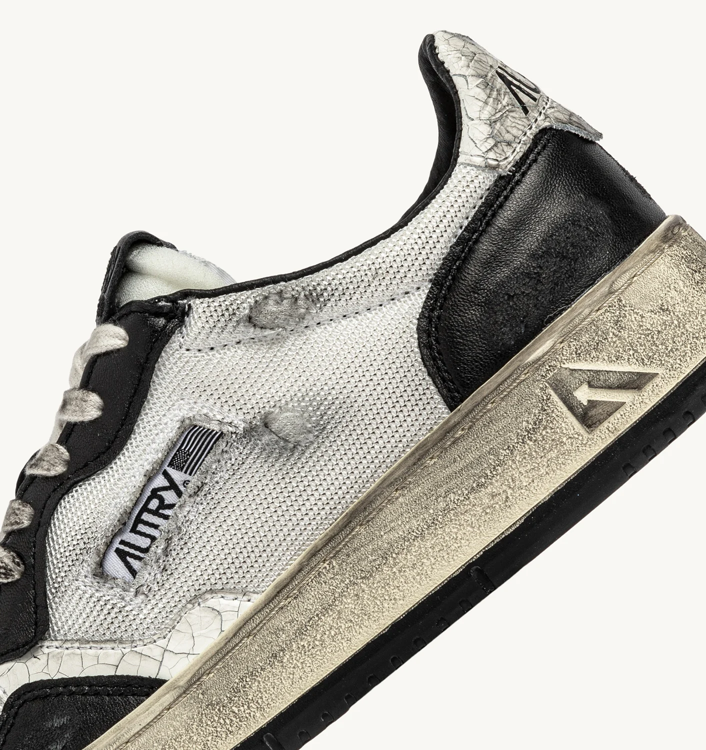 SNEAKERS MEDALIST JOS SUPER VINTAGE DIN PLASĂ ȘI PIELE ÎNTOARSĂ ALB ȘI NEGRU