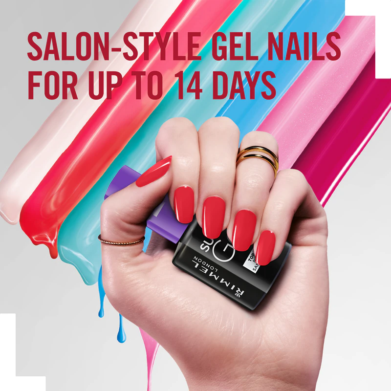Esmalte Rimmel Super Gel Step 2 com glitter para um brilho intenso.