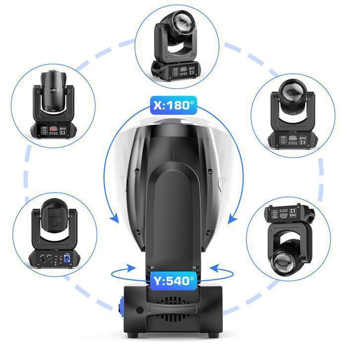 UKing Faro da palcoscenico DMX512 da 250W - Testa mobile a LED con fascio luminoso, GOBO e prisma da 18