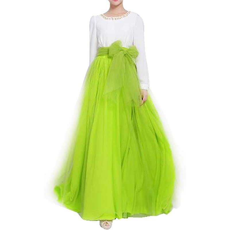 Gonna lunga maxi da sposa da donna in tulle vaporoso, lunghezza fino al pavimento, linea ad A, con cintura a fiocco, vita alta, ideale per matrimoni, feste e serate.