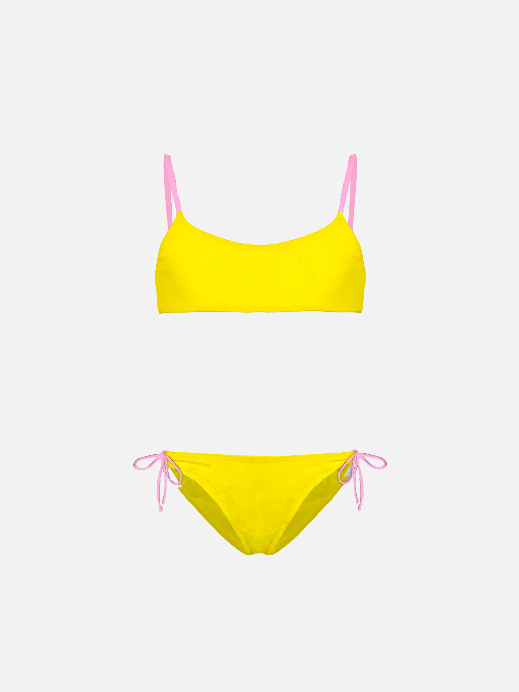 Bikini da bambina a bralette con ricamo St. Barth addicted