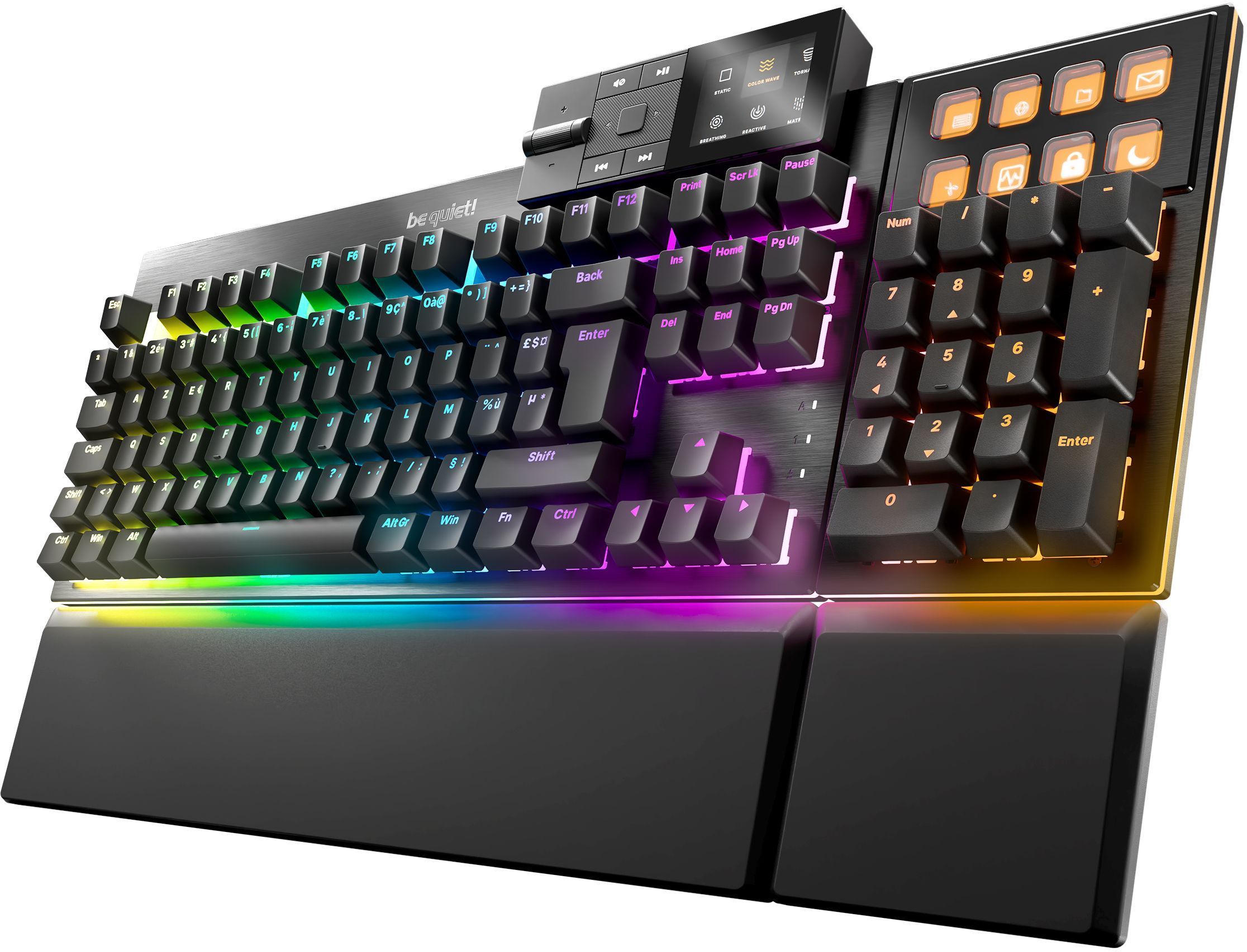 Teclado mecânico para jogos - Tátil silencioso - BE QUIET! - Suporte escuro - FR ISO - ARGB