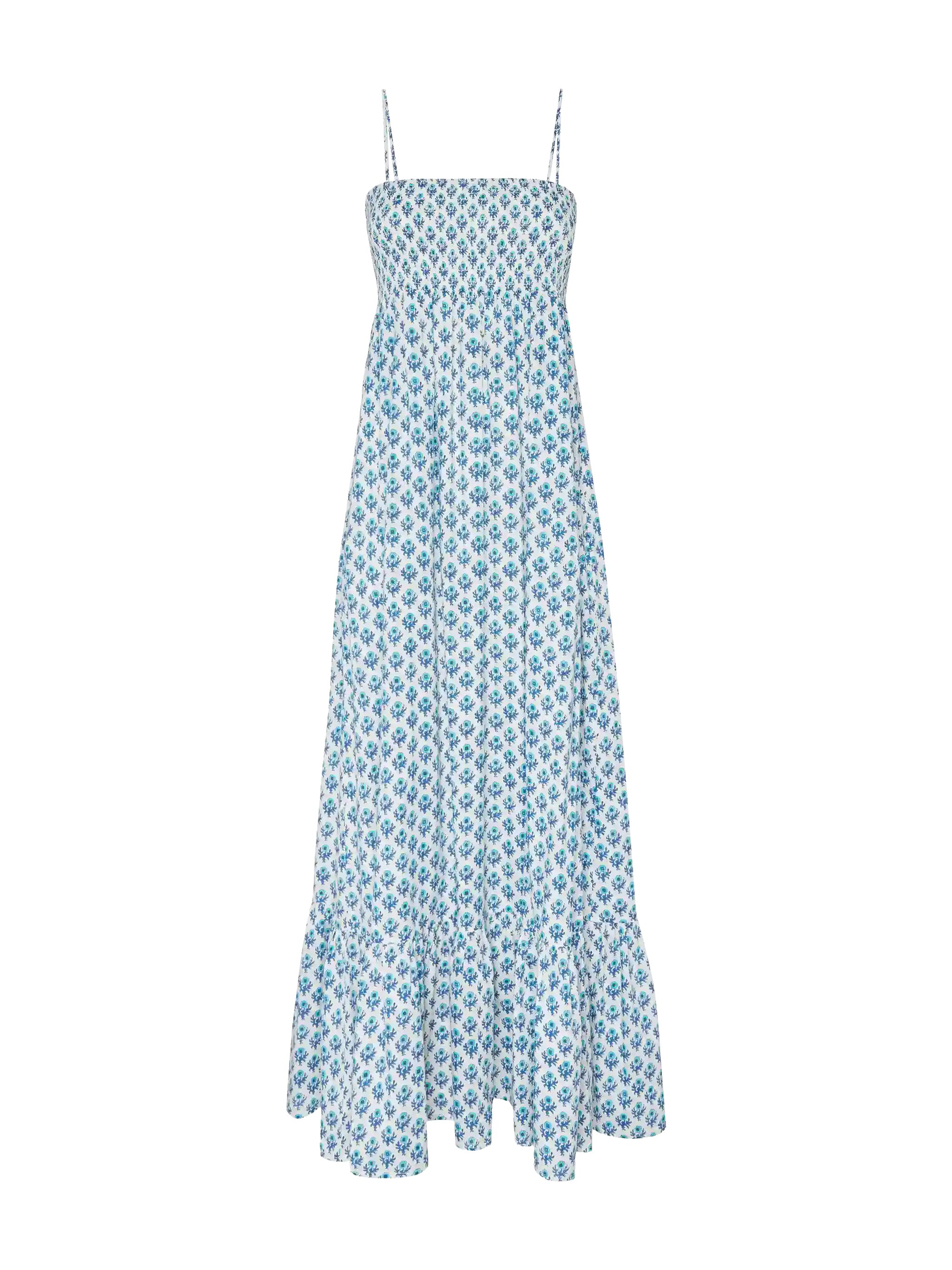 Jemma abito in cotone con corpetto ricamato a punto smock