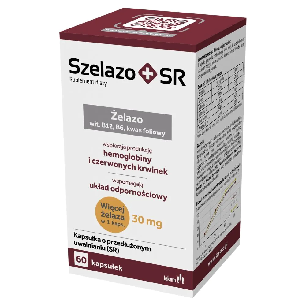 Szelazo+ SR, Suplement diety z żelazem i witaminami, Kapsułki