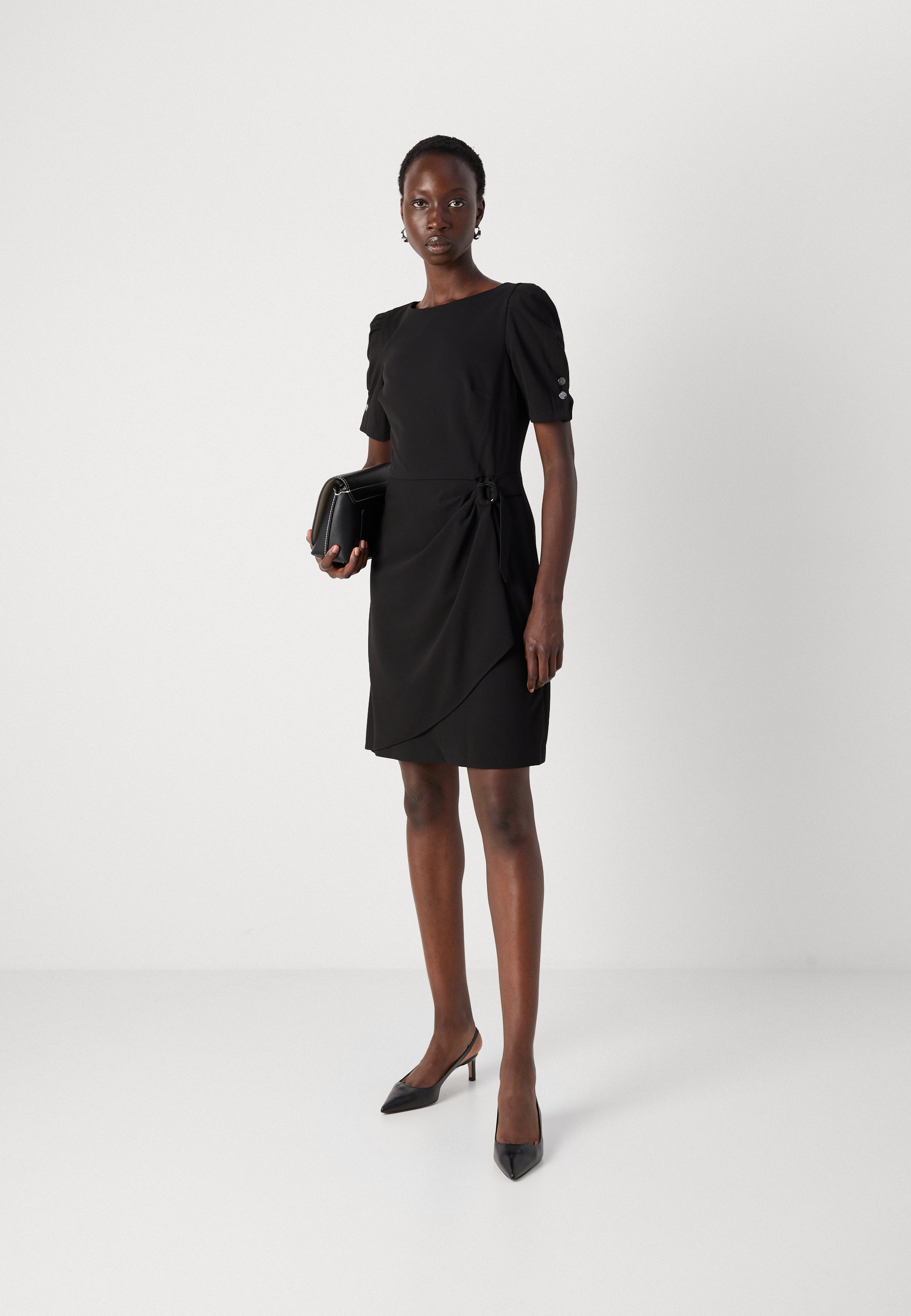 DKNY FAUX WRAP SKIRT - Kjole - black