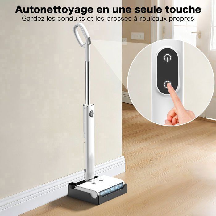 AIRROBO FC10  Balai Laveur Sans Fil,,Anti-enchevêtrement des CheveuxSec Et Humide,45 minute,Poids Léger de 2,3kg,Écran LED