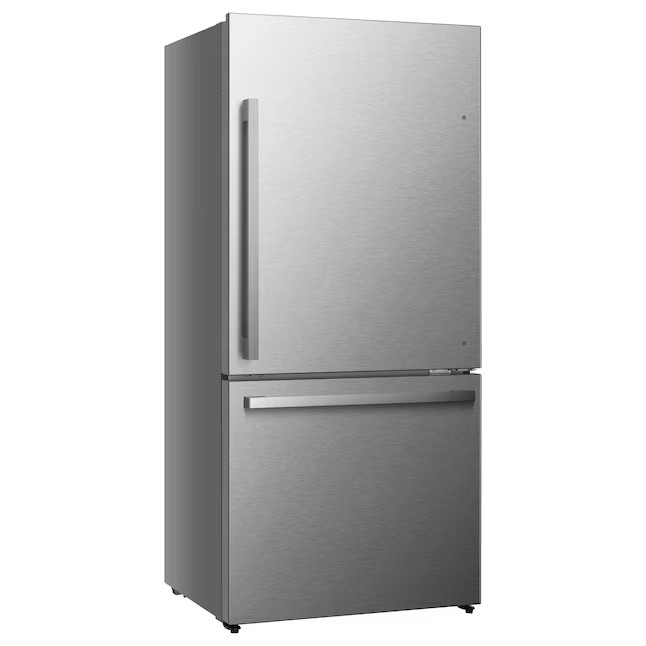 Frigider Hisense cu congelator inferior, adâncime de blat, cu o capacitate de 17,2 metri cubi (oțel inoxidabil rezistent la amprente), ENERGY STAR