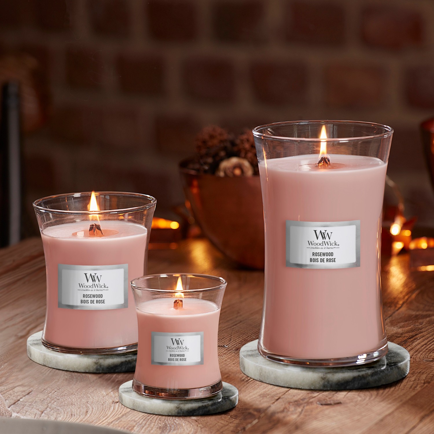 WoodWick Svíčka z růžového dřeva Trilogie - 275 g