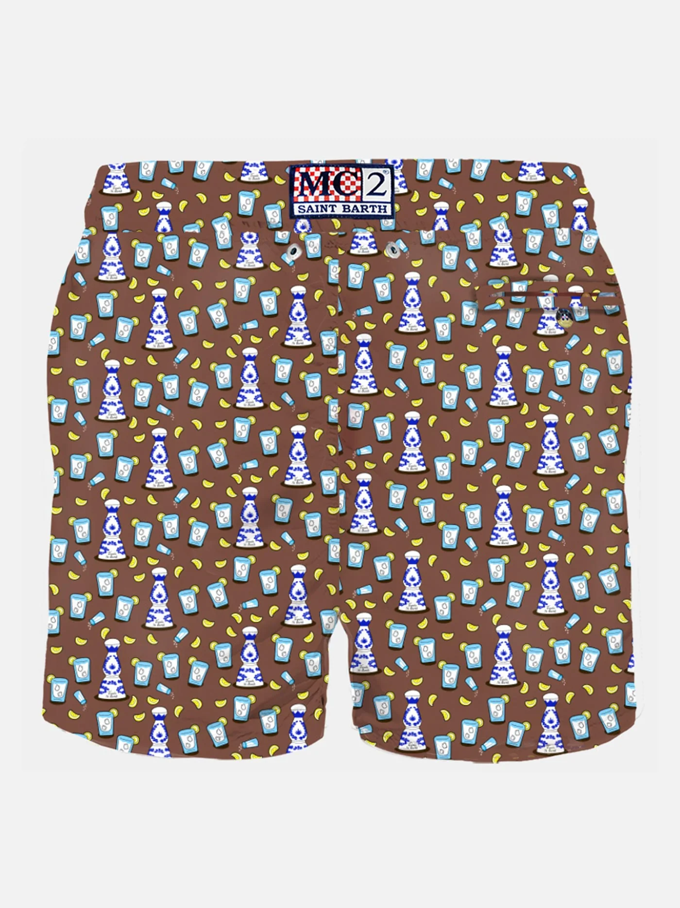 Costume da bagno da uomo in tessuto leggero con stampa tequila