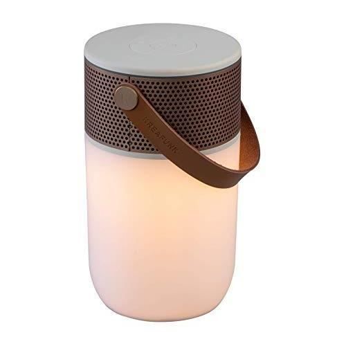 KREAFUNK Aglow Portable Bluetooth Speaker with Flashlight and Alarm Clock, Danish Design, White/Rose Gold