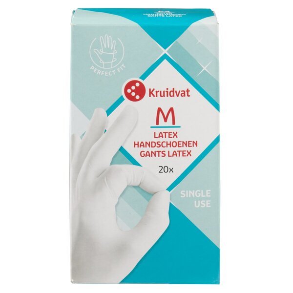 Kruidvat lateksa cimdi<br>izmērs M, 20 gabali