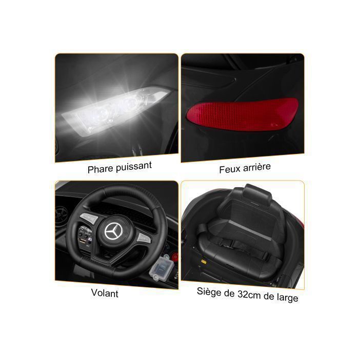 Coche eléctrico infantil de 12 V - LALAHO - Mercedes-Benz CLS 350, dos modos de control, efectos de sonido, luces.