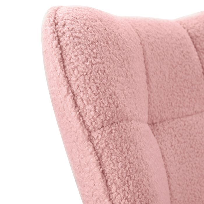 Poltrona a dondolo per allattamento - Rosa - Tessuto in velluto Teddy - Design contemporaneo - 1 posto - MOBILI