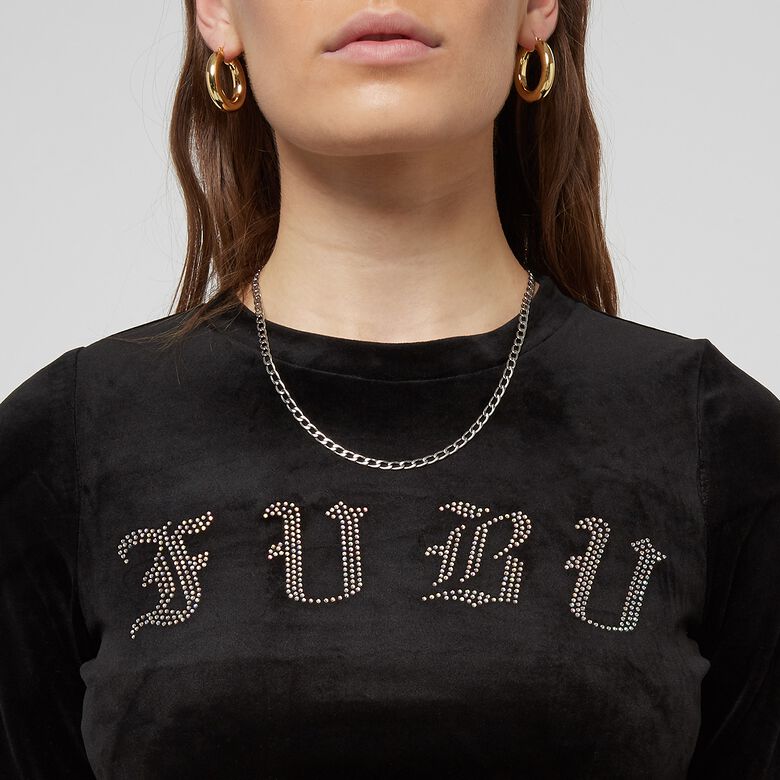 Langarmshirt aus altenglischem Velours mit Strasssteinen