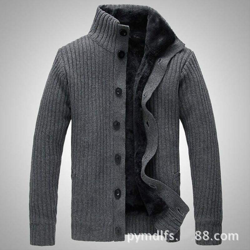 Winter Men Thickened Woolen Sweater Knitted Sweater Plus Velvet Collar Warm Men Sweater Winter Clothes