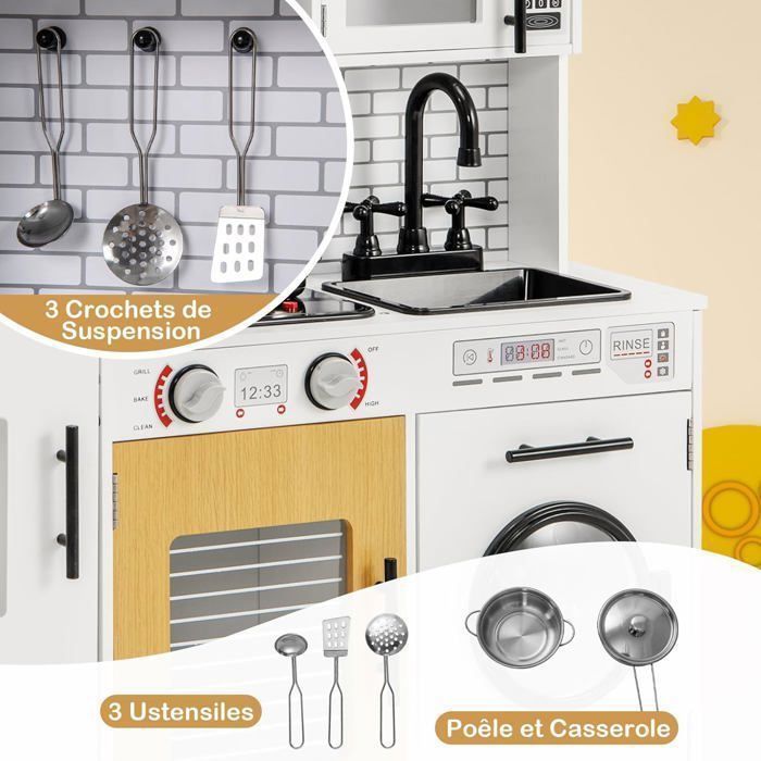 Cocina infantil COSTWAY - A partir de 3 años - Sonidos y luces - Accesorios incluidos - Espacio de almacenamiento - Centro de juegos multiusos - 82 x 25 x 80,5 cm