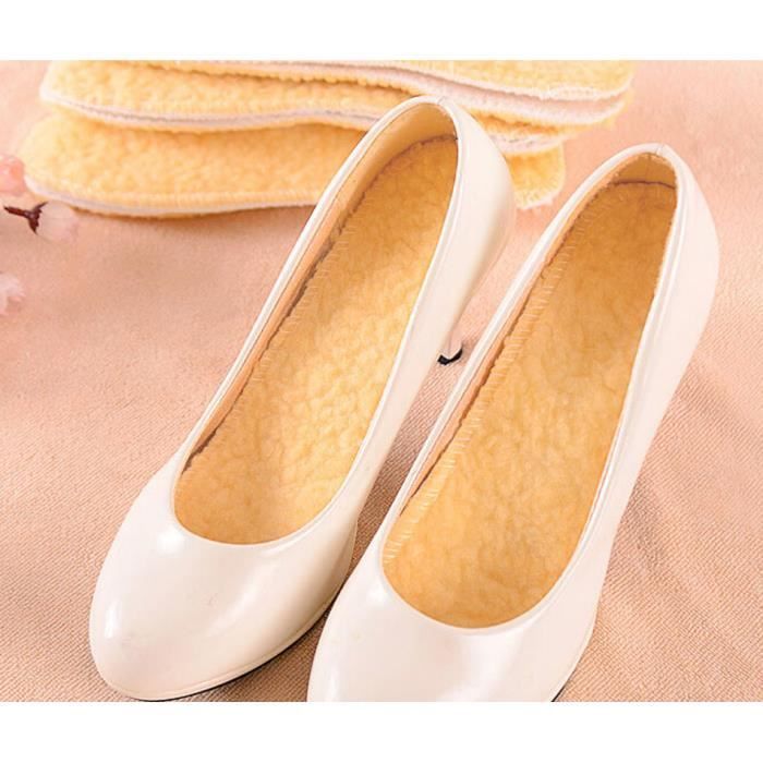 2 Pairs of Warm Sheepskin Faux Wool Winter Insoles for Men's and Women's Shoes, Beige, EU 41