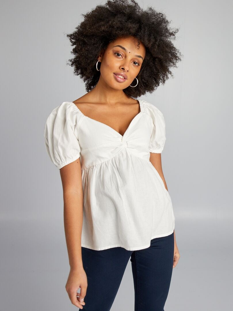 Blusa de maternidad de lino - BLANCA