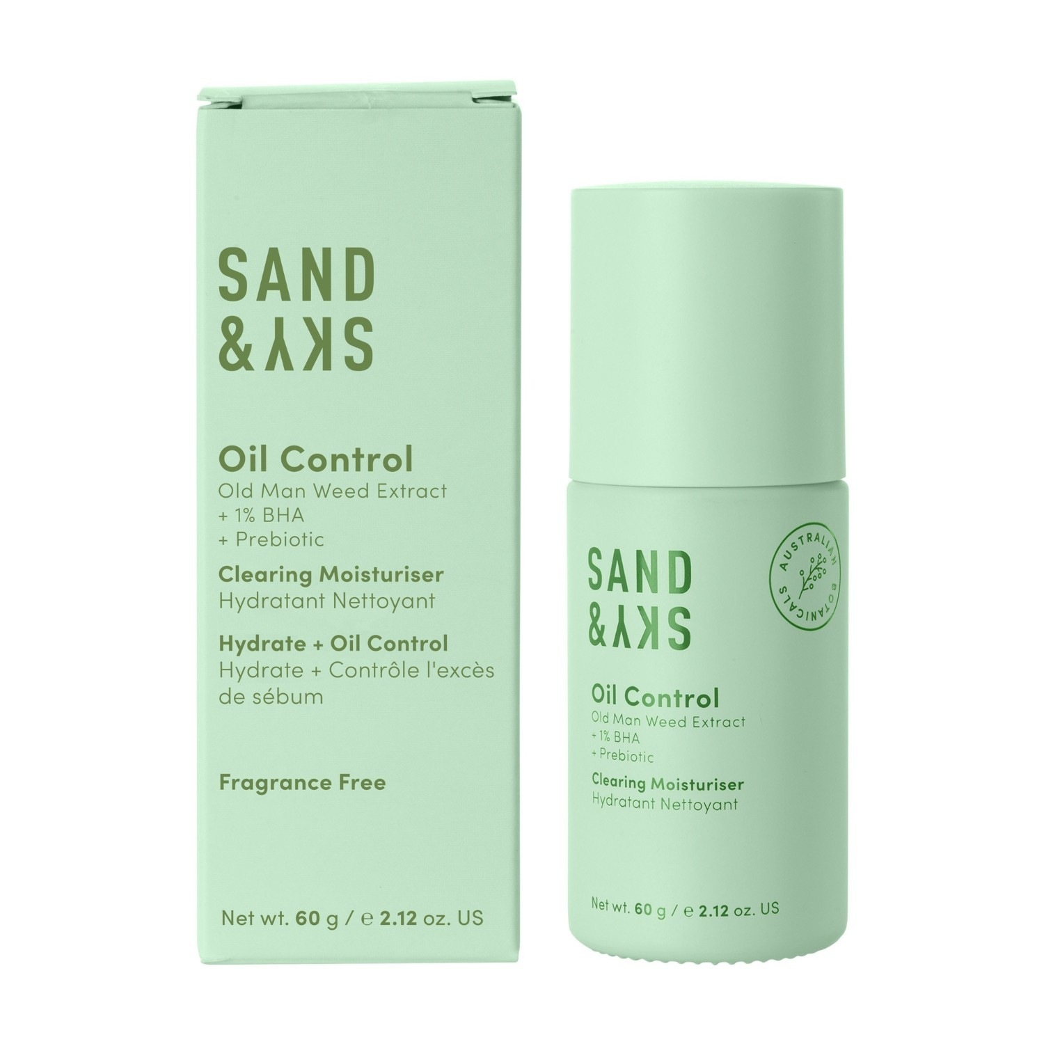 Krema za obraz Sand & Sky za nadzor olja – Čistilna vlažilna krema – 60 g