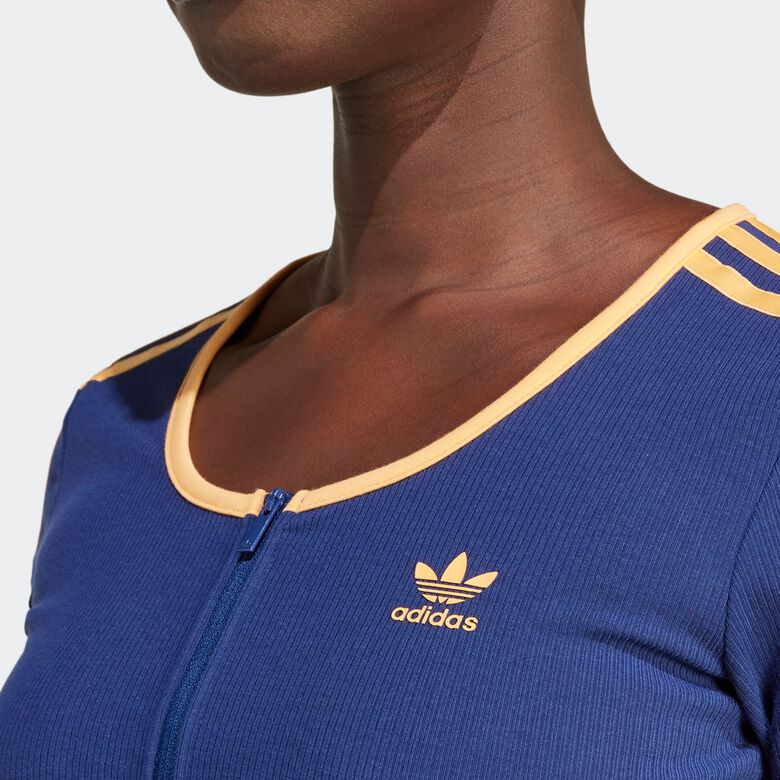 T-Shirt mit Rippstrick und Reißverschluss – Sommerglanz