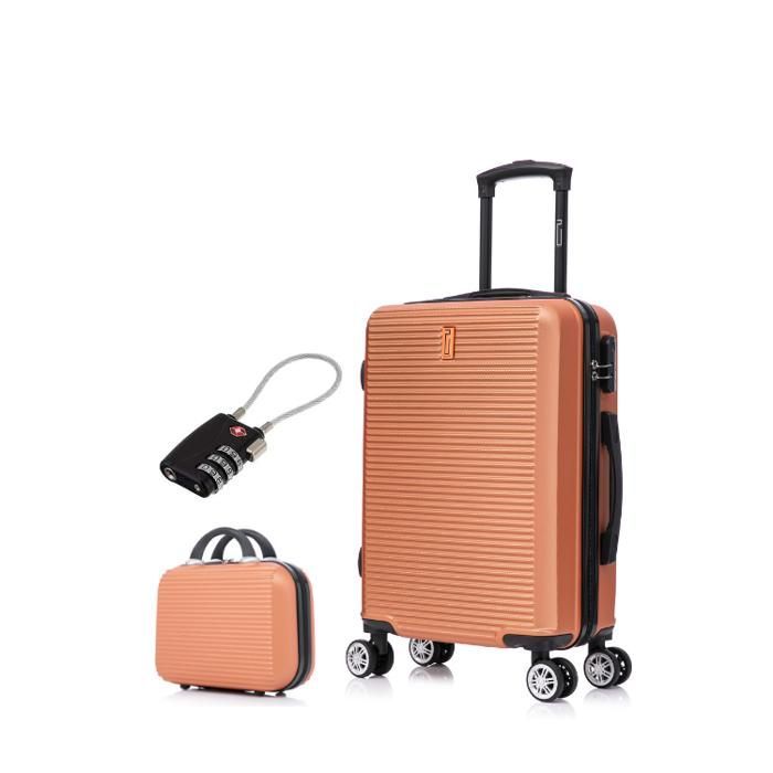 Valigia da cabina 55x35x25cm con beauty case | Valigia da weekend CELIMS | ABS | Lucchetto | 4 ruote a 360° | Corallo