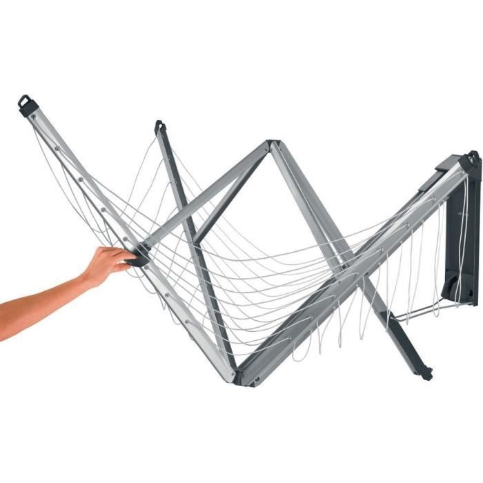BRABANTIA - Wallfix - Secadora de ropa - 24 m - Con funda - Gris metalizado