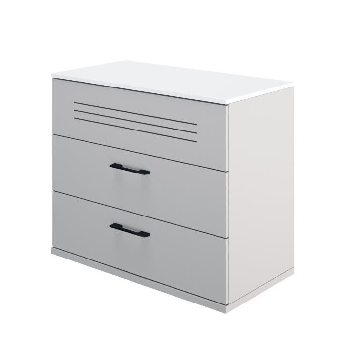 Cómoda de 3 cajones - GAMI - URBAN - Madera - Gris - Aspecto de madera