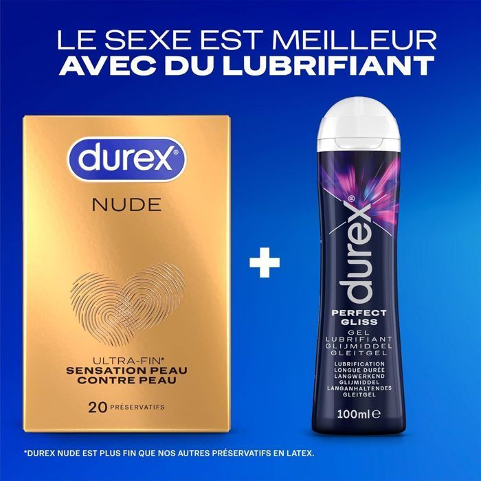 Durex Préservatifs Nude - 20 Préservatifs Extra Fins Sensation Peau Contre Peau