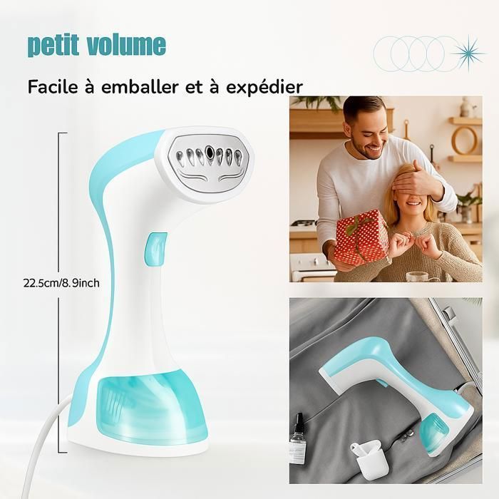 Plancha de vapor vertical, vaporizador portátil de mano para prendas de vestir, 1200 W, salida de vapor constante de 26 g/min, depósito de agua de 160 ml - Verde