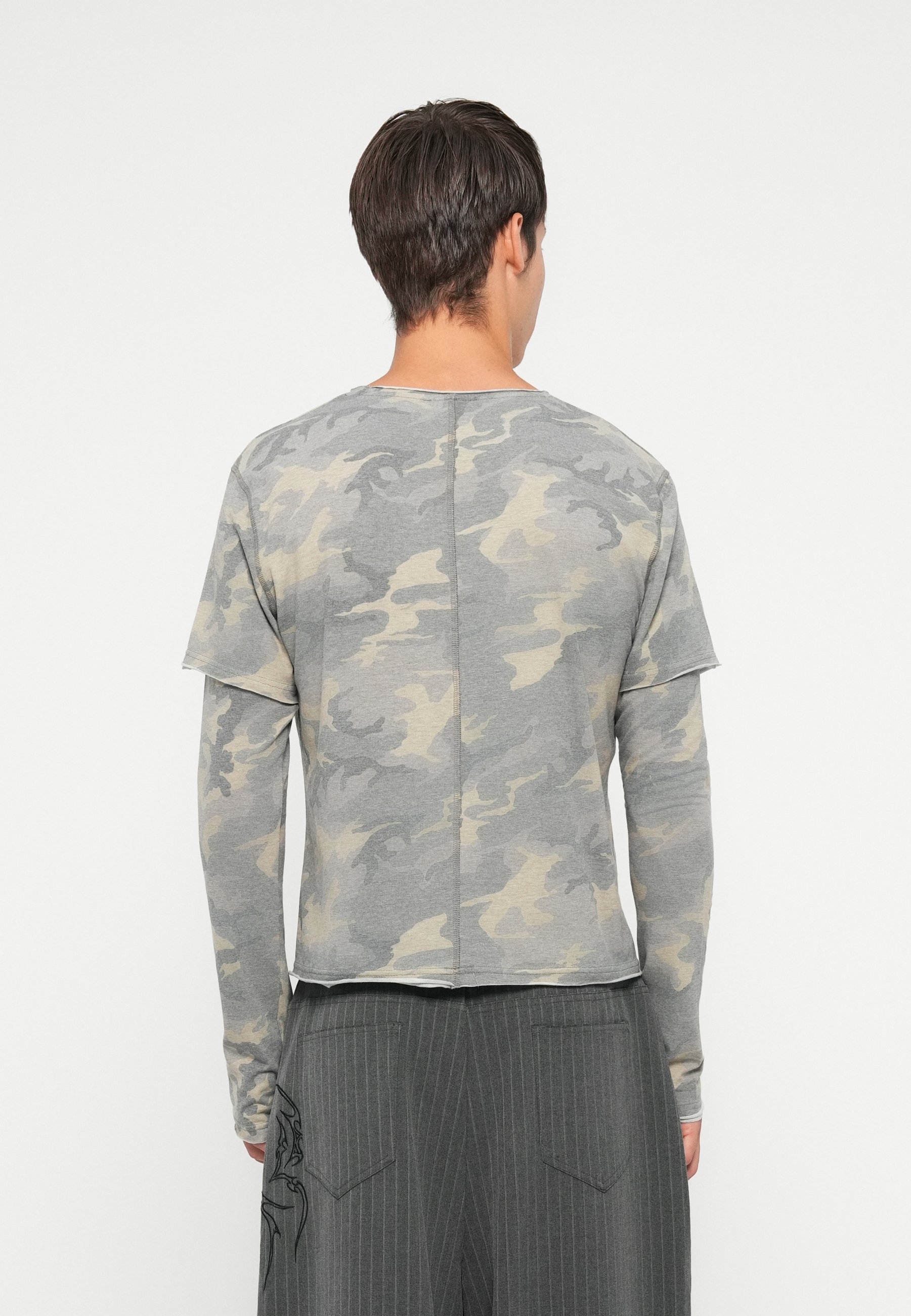 Jaded London CAMO DOUBLE LAYER LONG SLEEVE - Top met lange mouwen - groen