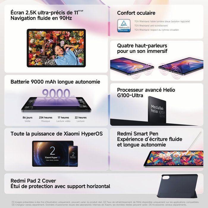 Tablet Android Redmi Pad 2 in bundle - Versione francese - Schermo 2.5K da 11