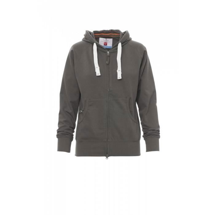 Sweatshirt femme - Payper - Hawaii+ - Coupe cintrée - Full zip - Gris foncé