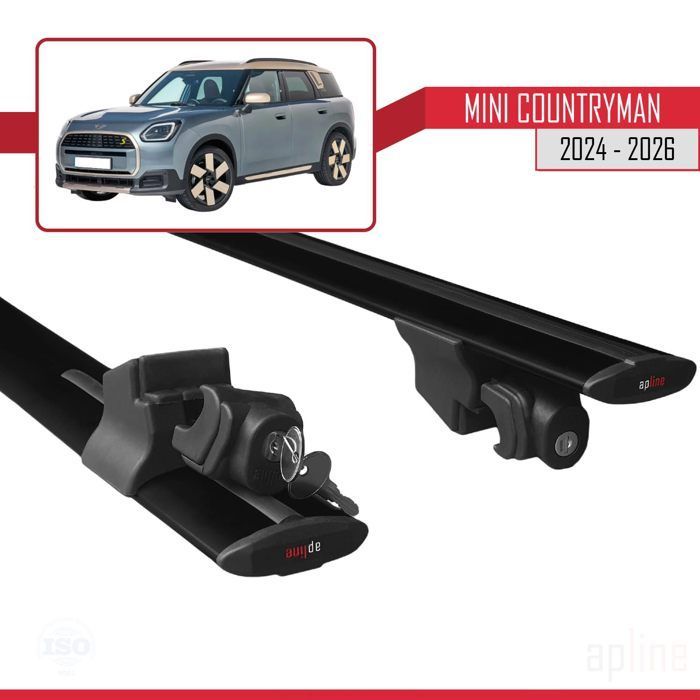 Barras de techo HOOK compatibles con Mini Countryman 2024-2026, portaequipajes de aluminio negro, 2 barras.
