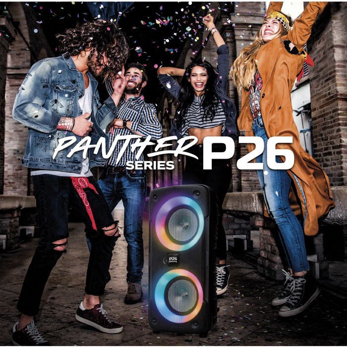 Pickering PANTHER P26 Battery-Powered Portable PA Speaker with LED Display - 300W, Bluetooth, USB, SD Card Slot, + 32GB Flash Drive