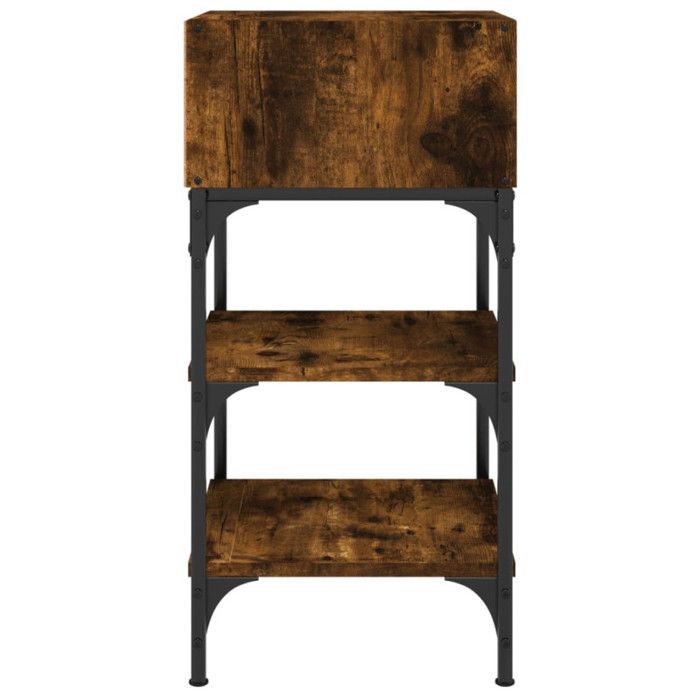 vidaXL Tables de chevet 2pcs chêne fumé 35x34,5x70 c bois d’ingénierie 825888