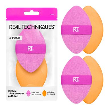 Real Techniques Miracle 2-in-1 Powder Puff Duo (Minerālu pūderpūveru duets) 1 gab.