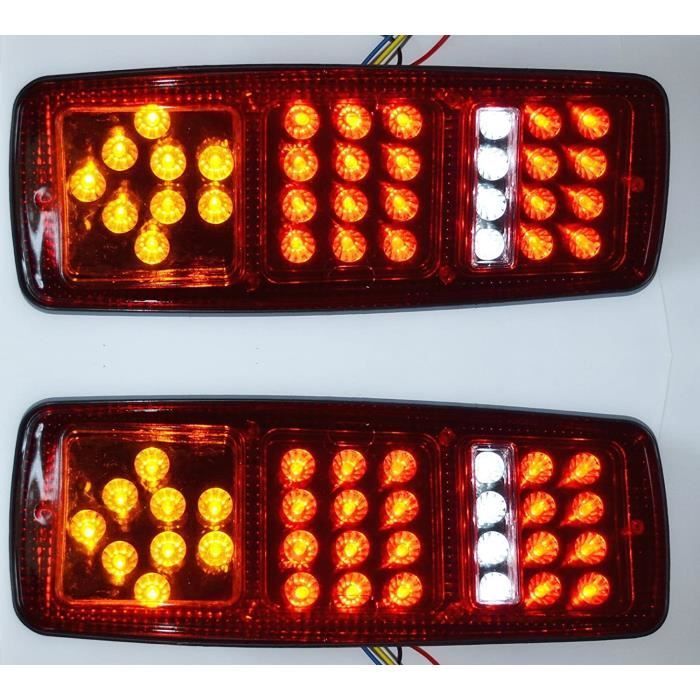 2x Arrière LED 12V Feux 4 Fonctions Pour Camion Remorque Benne Camping-Car Camionnette Camper Caravane Bus