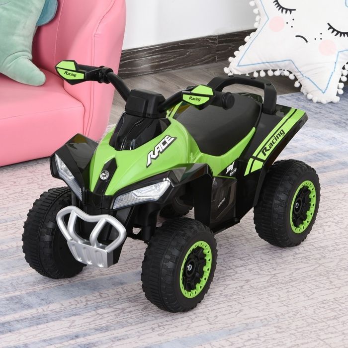 Ikke-motorisert firhjuling for barn - HOMCOM - firhjuling for 18-36 måneder, med lys- og lydeffekter, utendørsleke - PP ABS - 67x38x44cm - grønn og svart