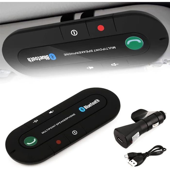 Kit Mains Libres - 1001 PILES BATTERIES - Bluetooth 5.0 - Autonomie 20h - Micro Intégré - Clip Support