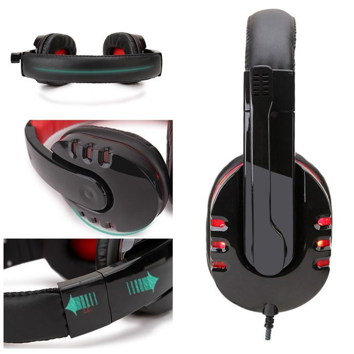 SY733MV Headset. Gaming-Headset mit Mikrofon, Miniklinkenanschluss für PC, Laptop, PS4, Xbox One, Mobilgeräte usw. Lautstärkeregelung. Rot.