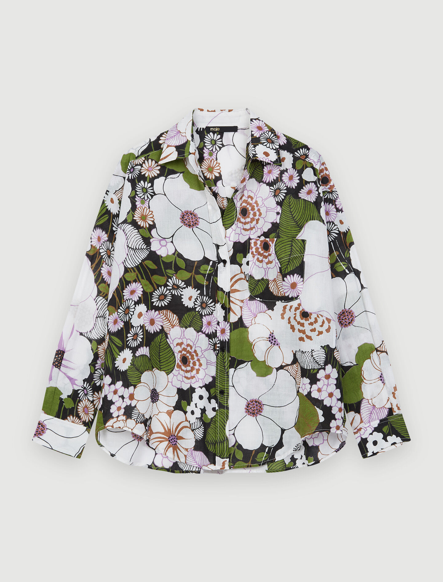 Shirt met bloemenprint uit de jaren zeventig - Fleur 70's noir
