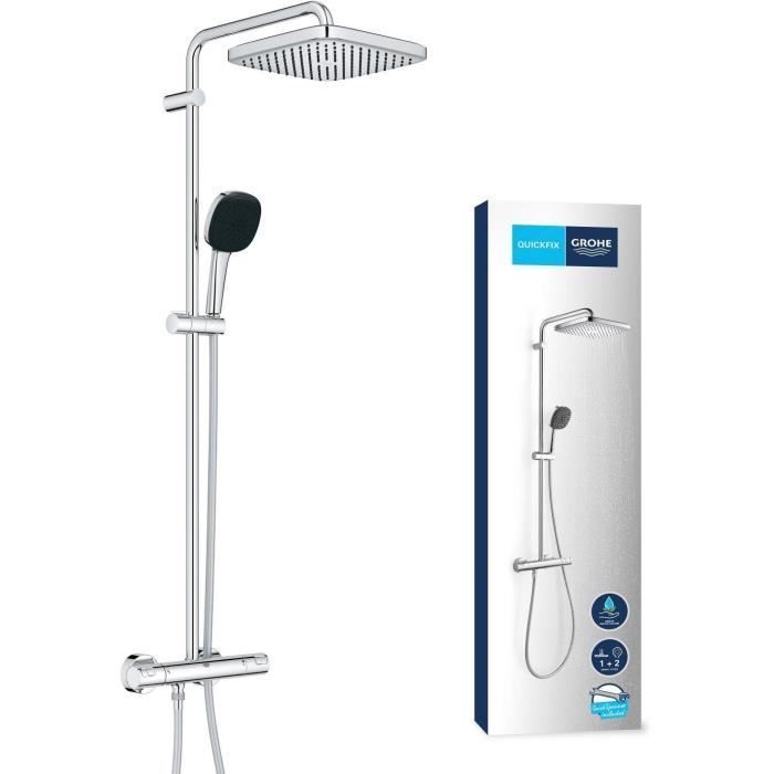 Columna de ducha con mezclador termostático - Ahorro de agua - GROHE Vitalio Comfort 250 - Cromado - 26696001