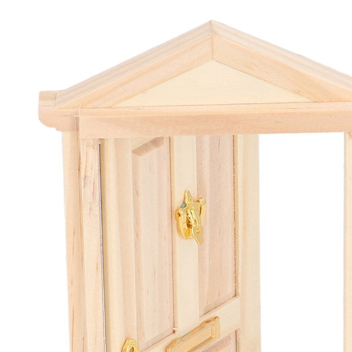 Miniature Wooden Door 1:12 Birch Wood Miniature Door with Arrow Design Dollhouse Furniture Accessories